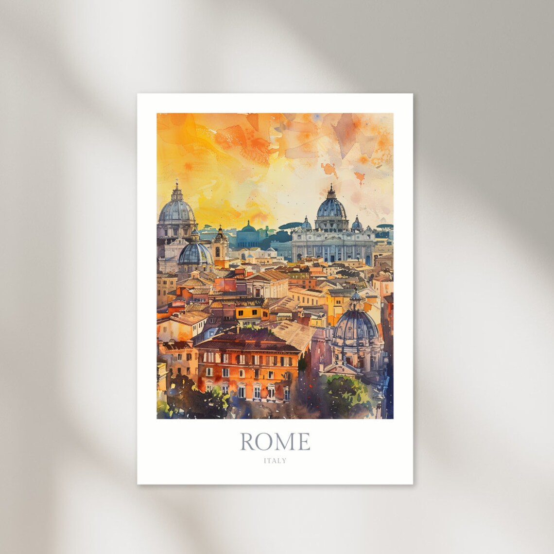 Rome Italy Watercolor Poster, Travel Poster