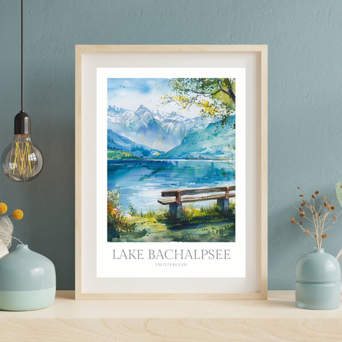 Lake Bachalpsee Switzerland Watercolor Mountain Lake Travel Poster - Image 2