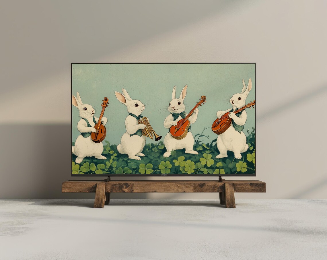 Easter Frame Tv Art Vintage Easter Card Bunny Moody Easter Decor Rabbits Spring Frame Tv Art Antique Vintage Decor - Image 3
