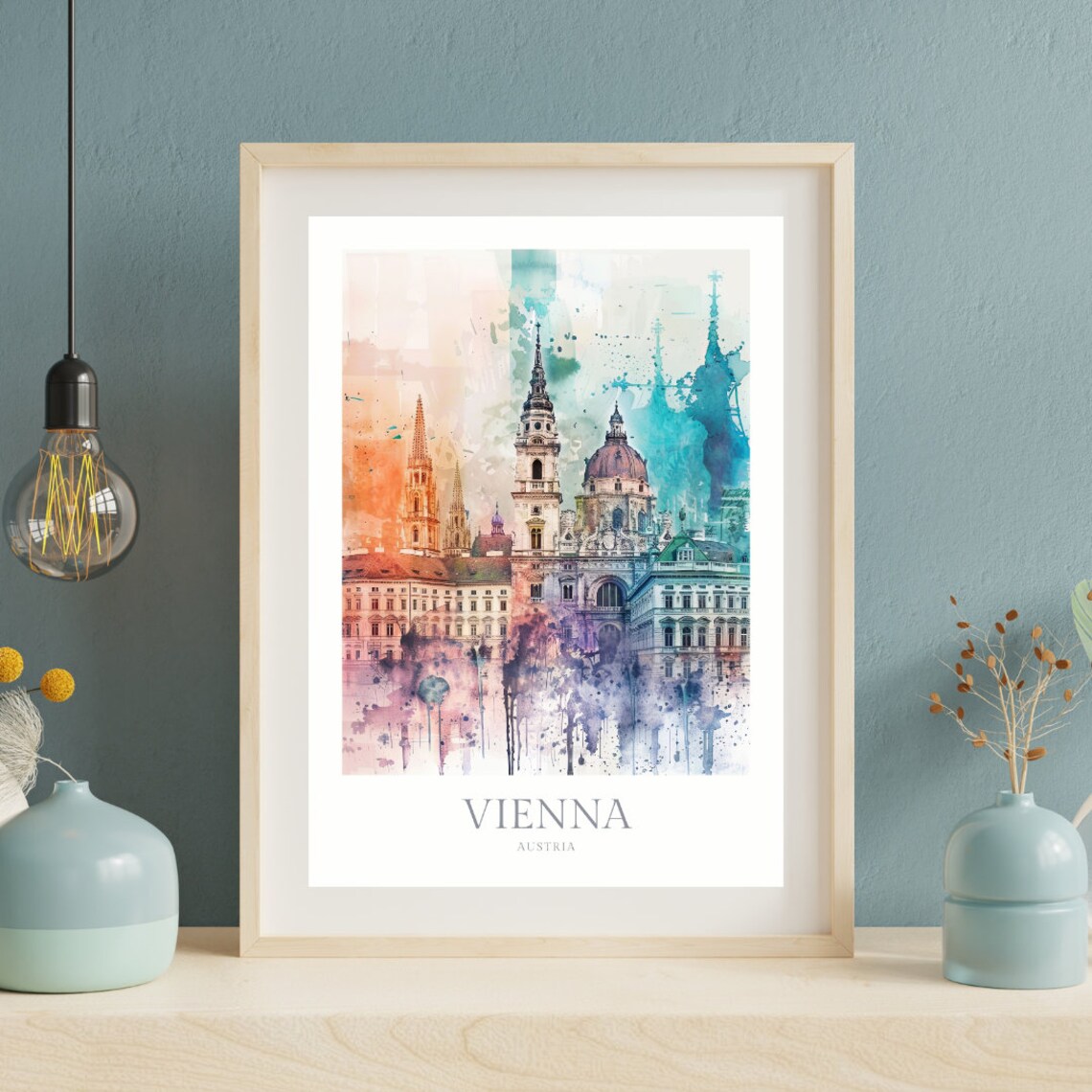 Vienna Austria Historic City Skyline Watercolor Travel Wall Art - Image 2