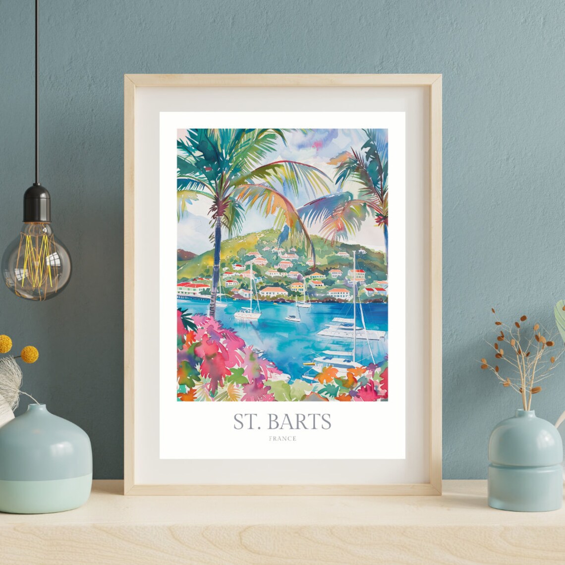 St Barts France Watercolor Travel Poster, Saint Barthlemy - Image 2