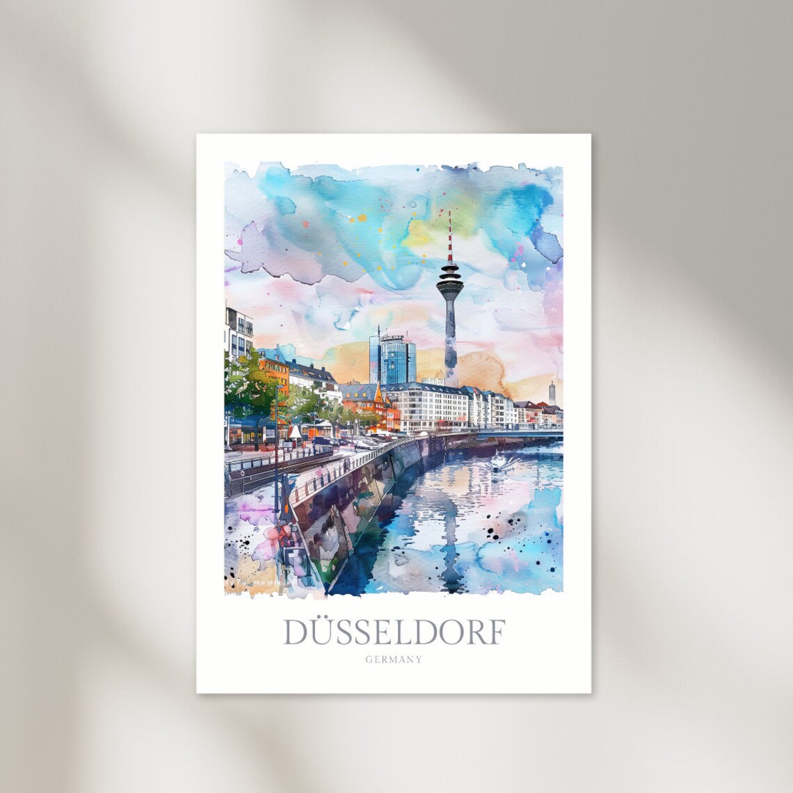 Dusseldorf Germany Watercolor Travel Poster