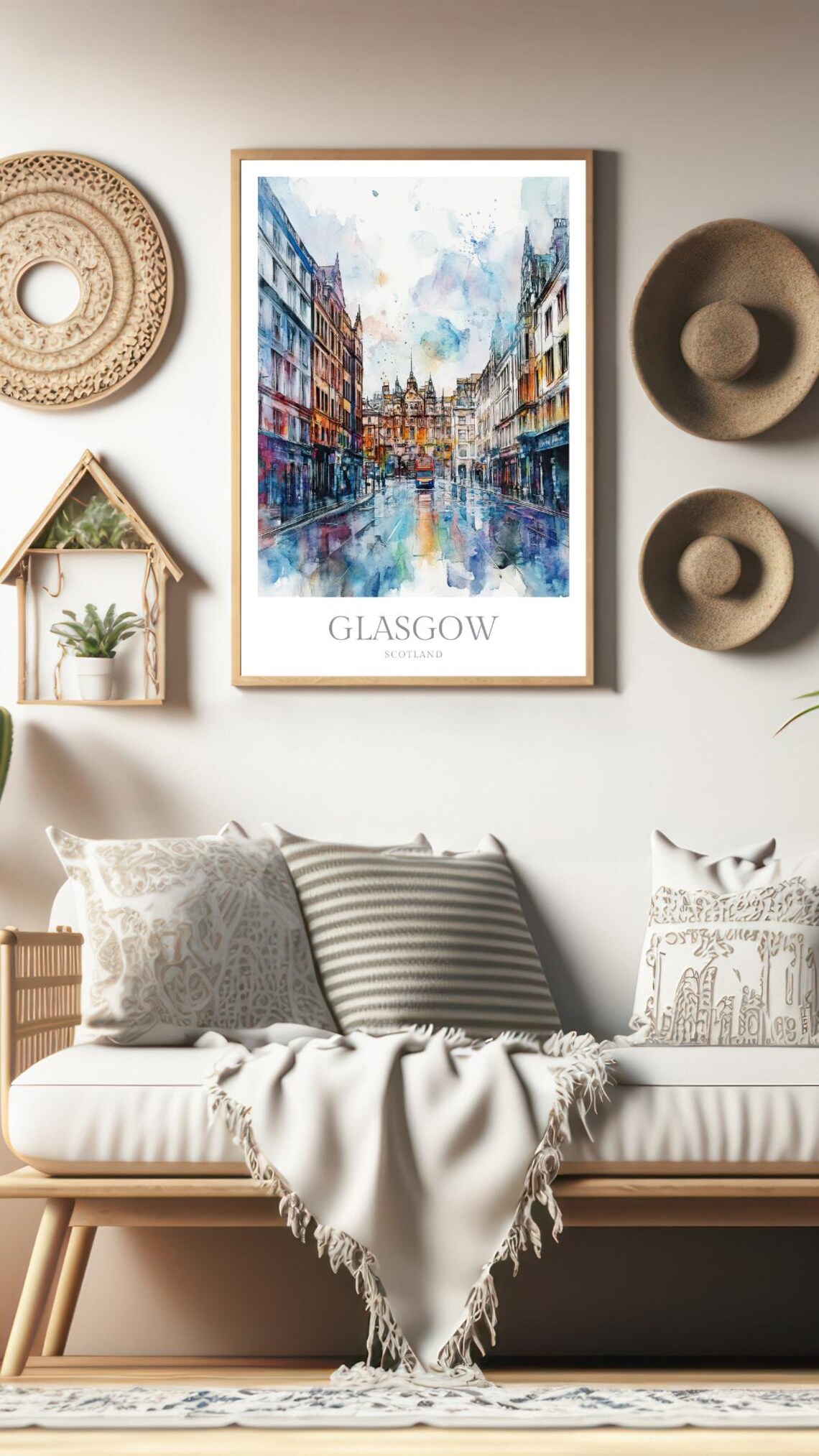 Glasgow Watercolor Poster, Scotland Travel Poster - Image 2