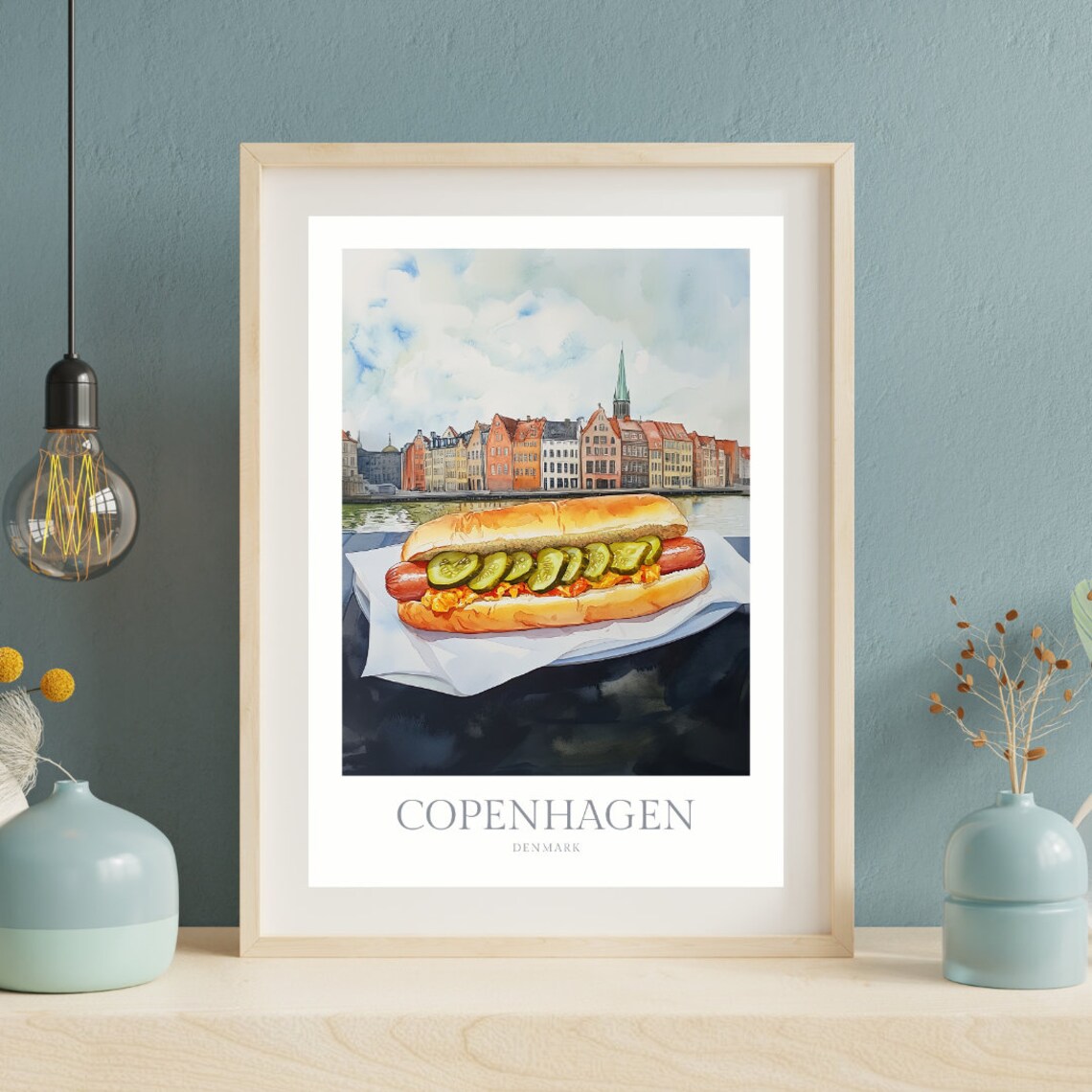 Copenhagen Denmark Watercolor Travel Poster Print - Image 2