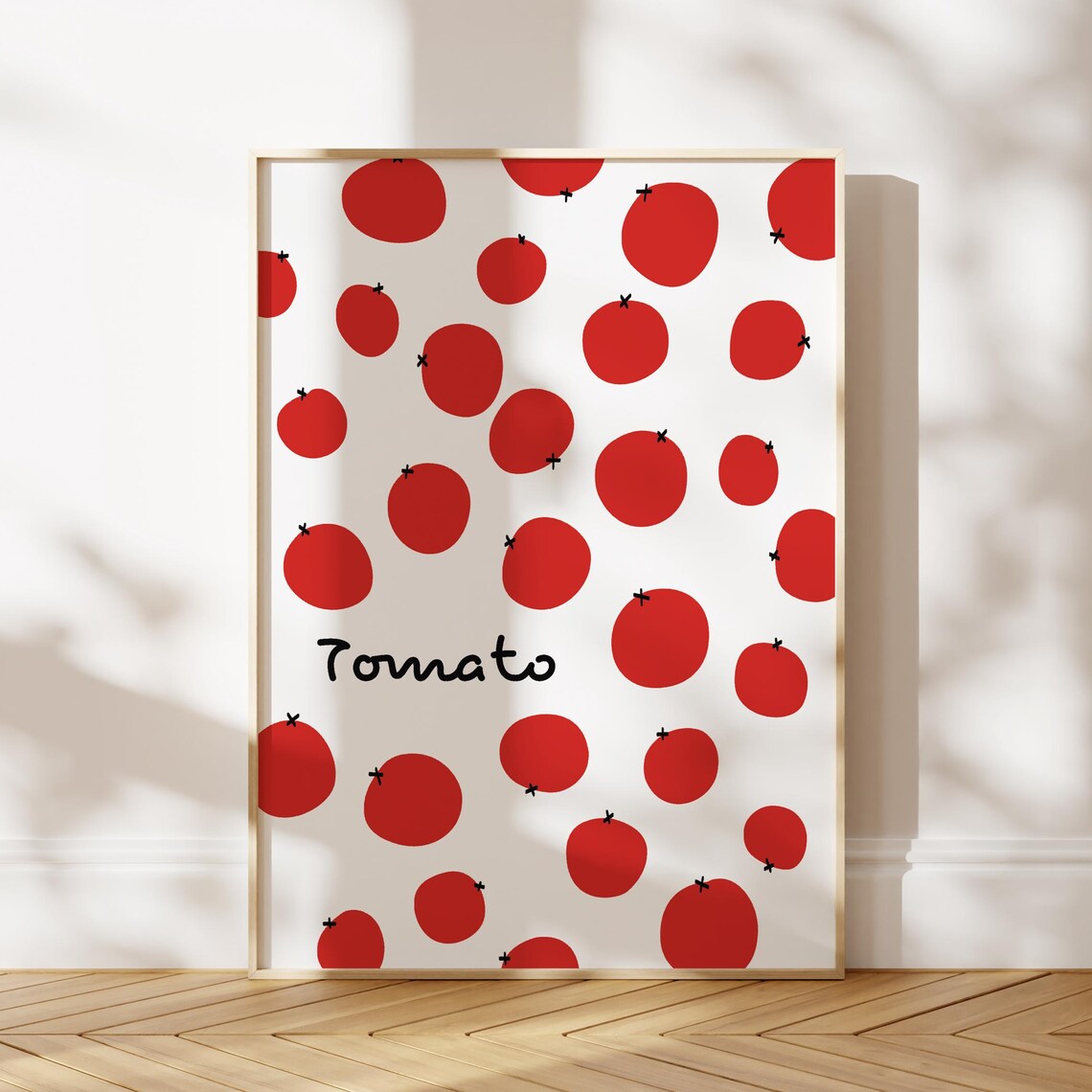 Handdrawn Tomato Print Abstract Red Food Illustration Modern Kitchen Art Poster Vegetable Fruit Market