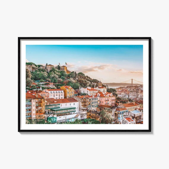 Lisbon Travel Poster, Street Map City Art Print