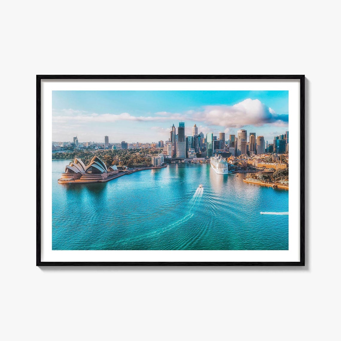 Sydney Harbour Opera House Skyline Aerial Color Photo Poster