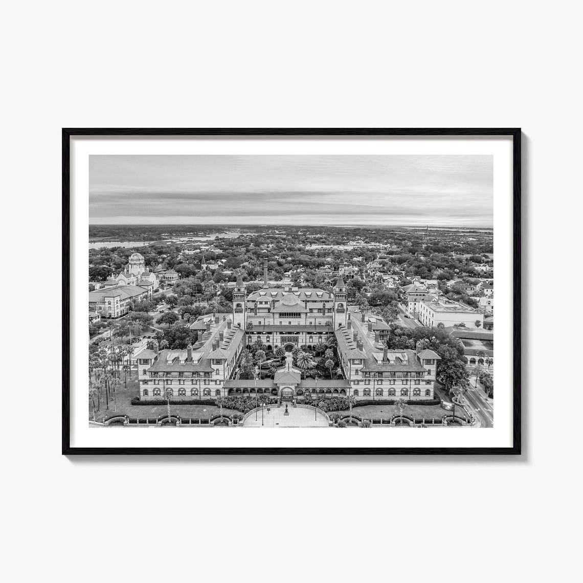 St Augustine Florida Historic Old Town Aerial Black And White Poster