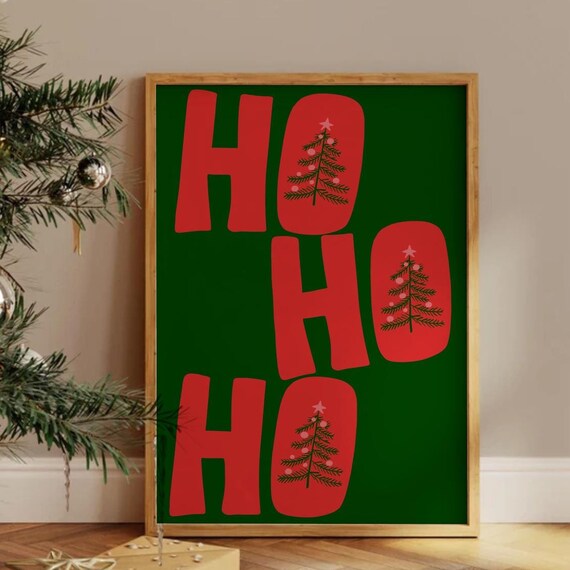 Vintage Christmas Wall Art Art Whimsical Christmas Print Trendy Holiday Wall Art Cute Christmas Art Print
