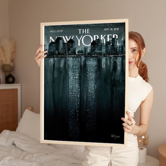 September 11 Memorial Print Vintage New Yorker Magazine Cover Twin Towers Tribute Wall Art Nyc Skyline Poster Remembrance Decor