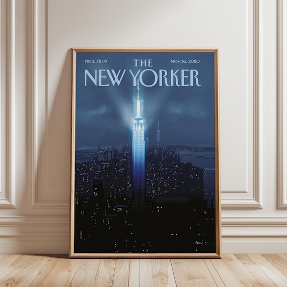 Vintage Nyc Skyline Magazine Cover Print Empire State Building Wall Art New York City Poster Night Decor Architecture Gift