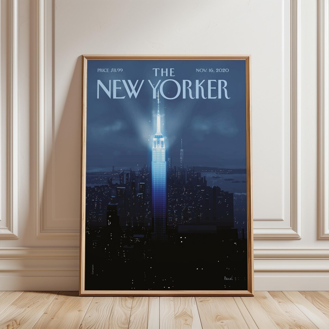 The New Yorker Nov 16 2020 Empire State Building Blue Night Art Poster