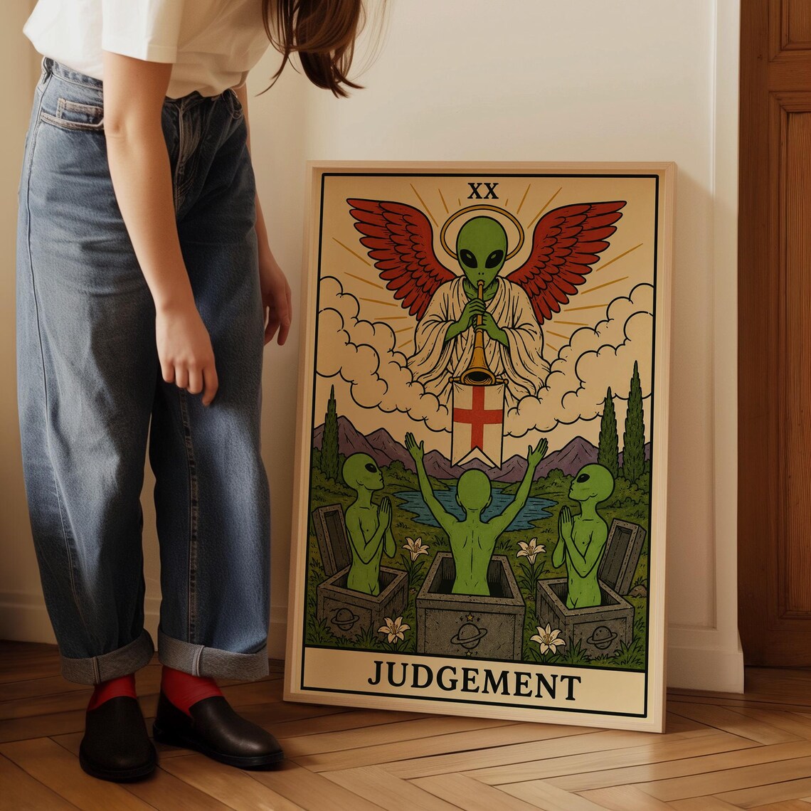 Alien Judgement Tarot Card Art Print
