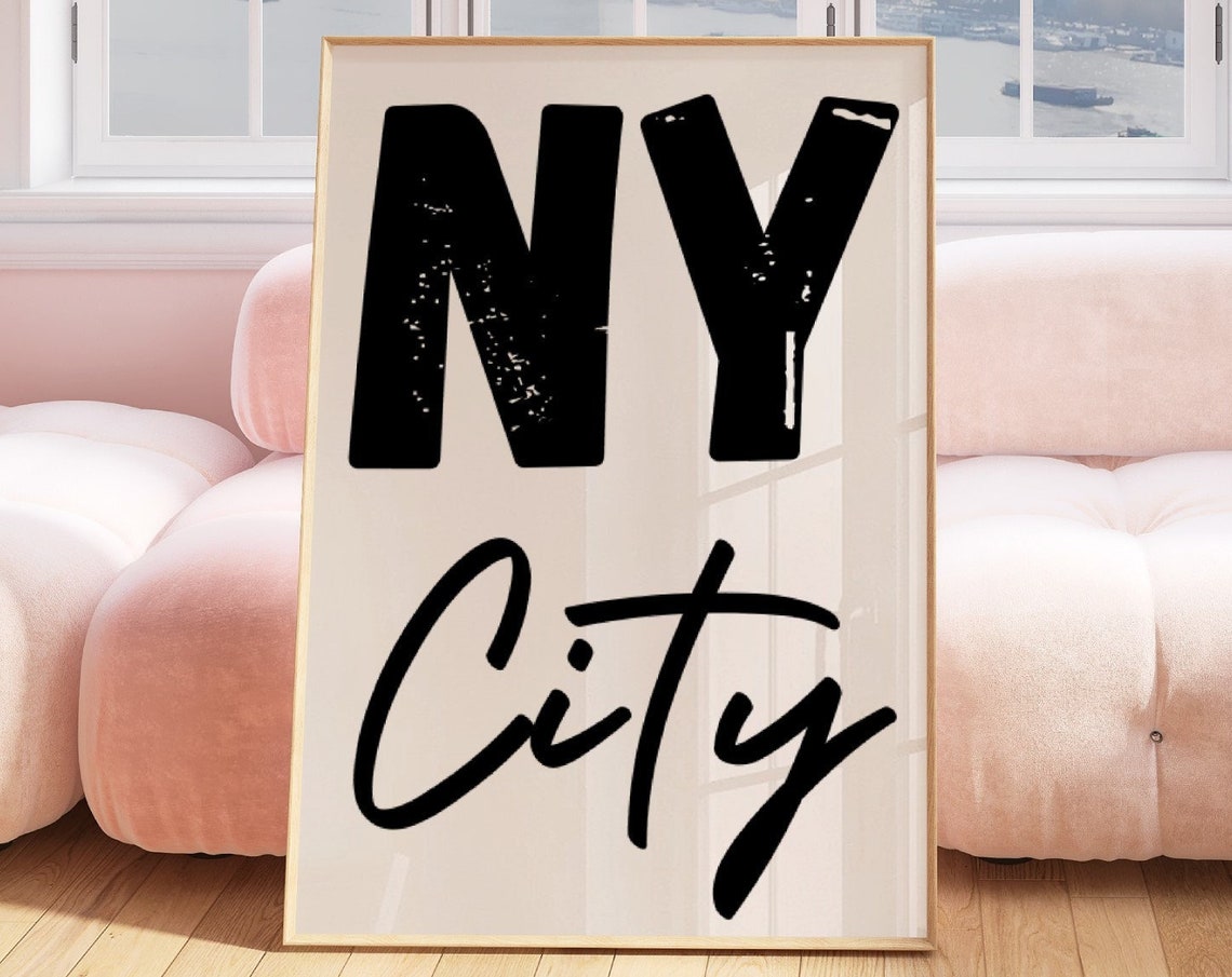 New York City Travel Print Black Beige Ny Travel Wall Art Typography Print Cityscape Travel Poster Nyc Poster Dorm