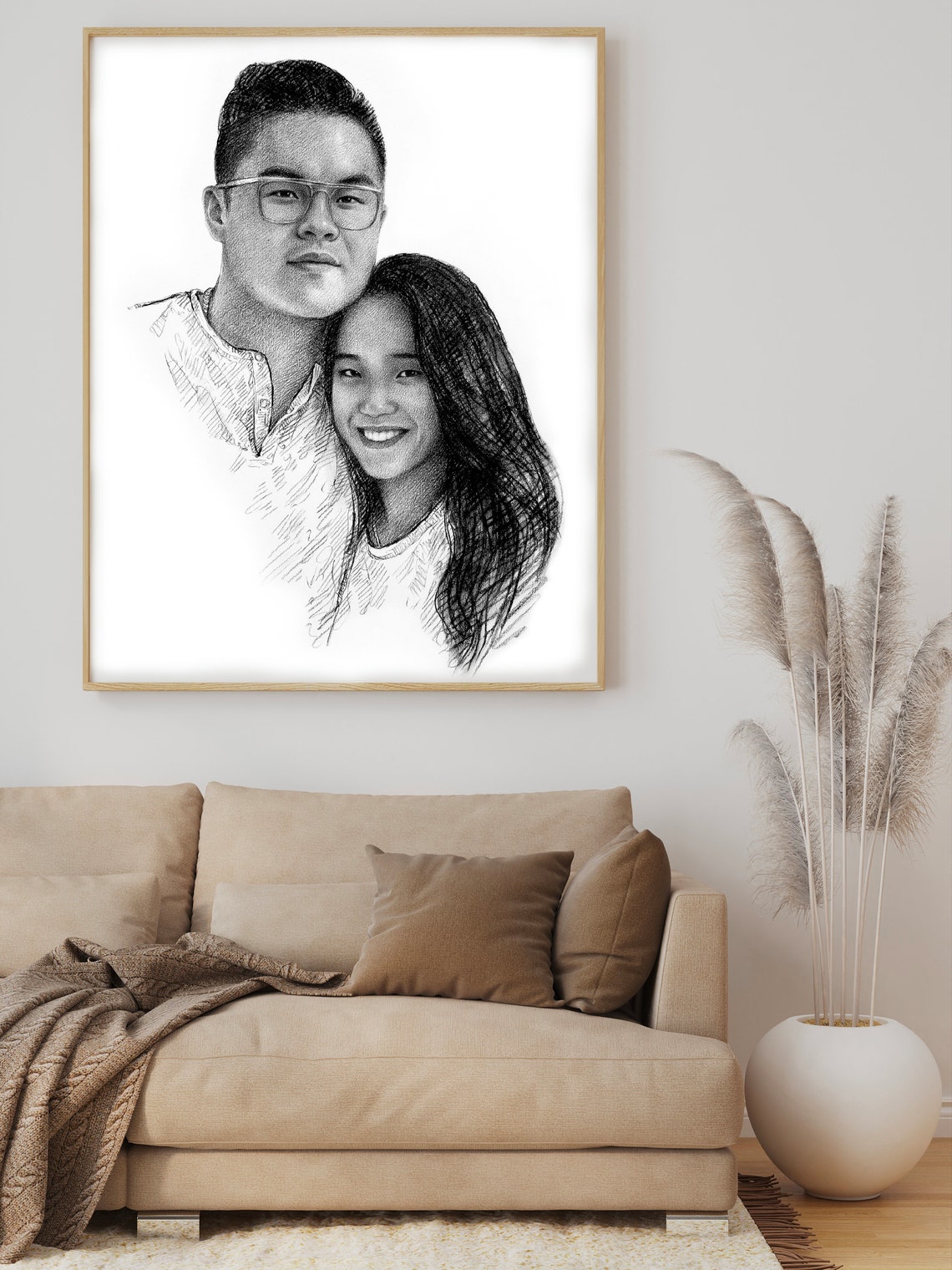 Two Laughing Men in Suits Custom Pencil Portrait Sketch Art Print - Image 6