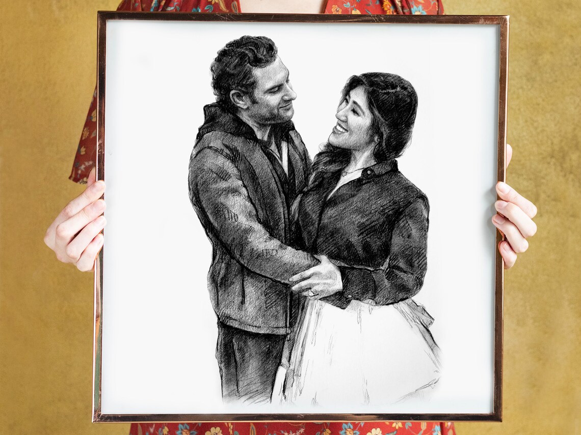 Custom Charcoal Drawing, Anniversary Gift