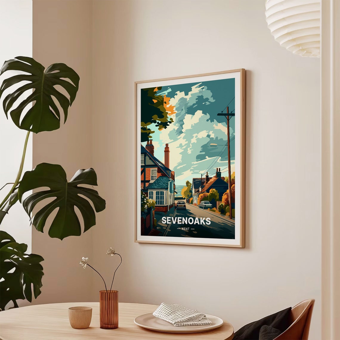 Sevenoaks Kent Red Brick Street Scene Vintage Travel Art Poster - Image 2