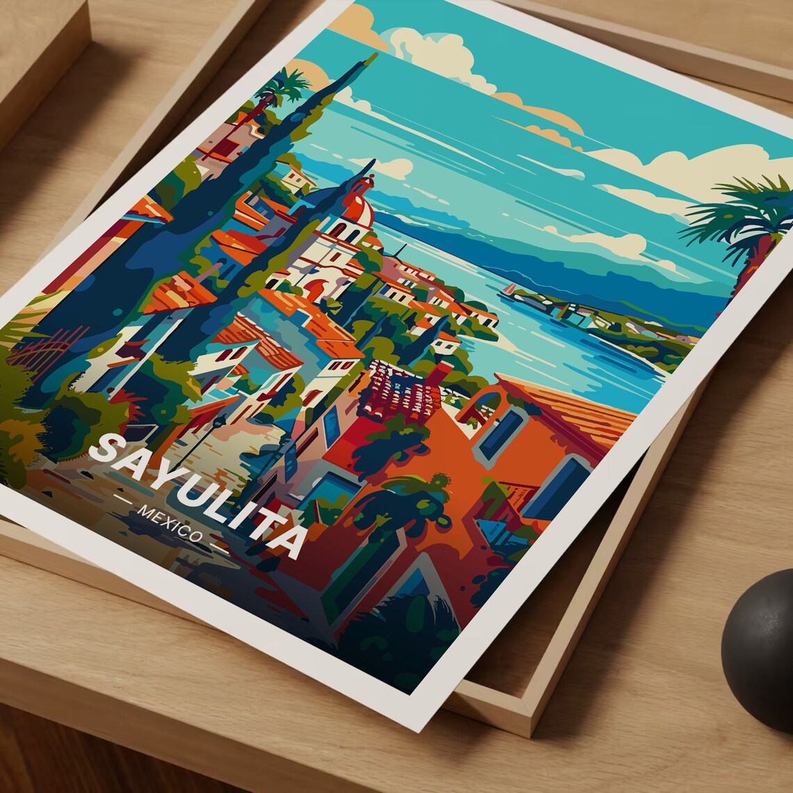Sayulita Mexico Surf Town Colorful Streets Coastal Travel Poster - Image 3
