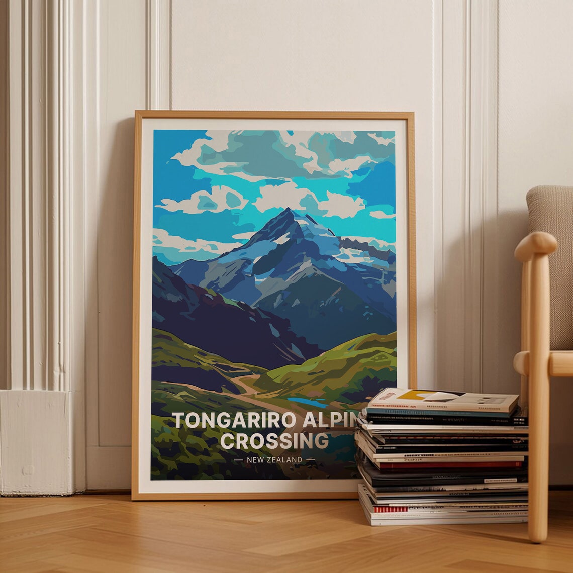 Tongariro Alpine Crossing Travel Poster, New Zealand