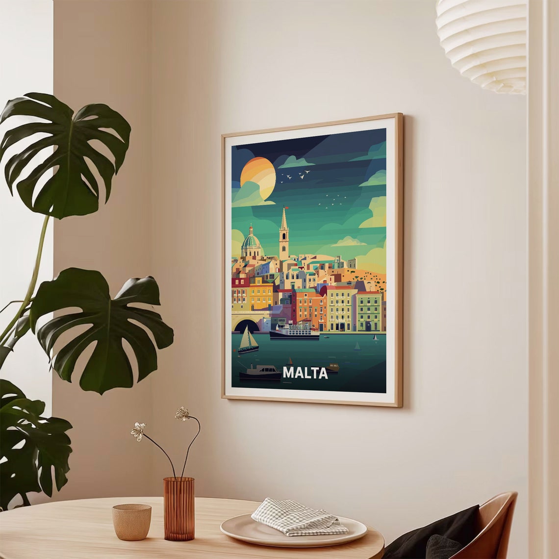 Malta Grand Harbor Sunset Waterfront Mediterranean Travel Poster - Image 2