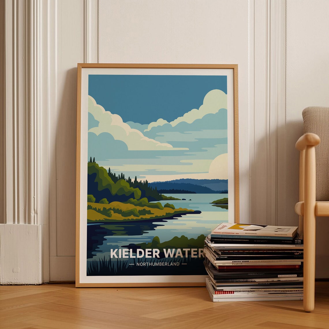 Kielder Water Northumberland Forest Lake Vintage Travel Poster