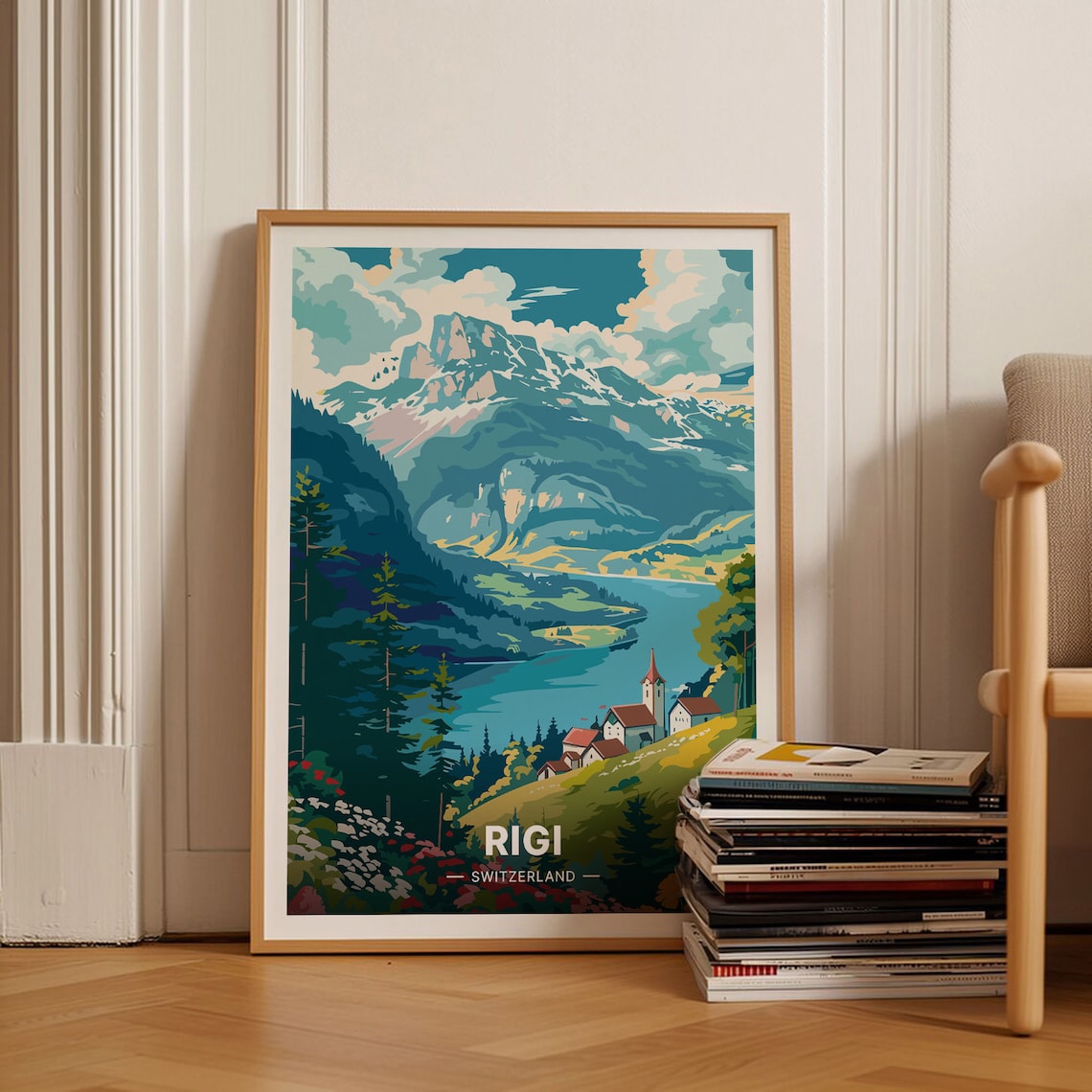 Rigi Switzerland Mountain Lake Village Alpine Scenic Travel Poster
