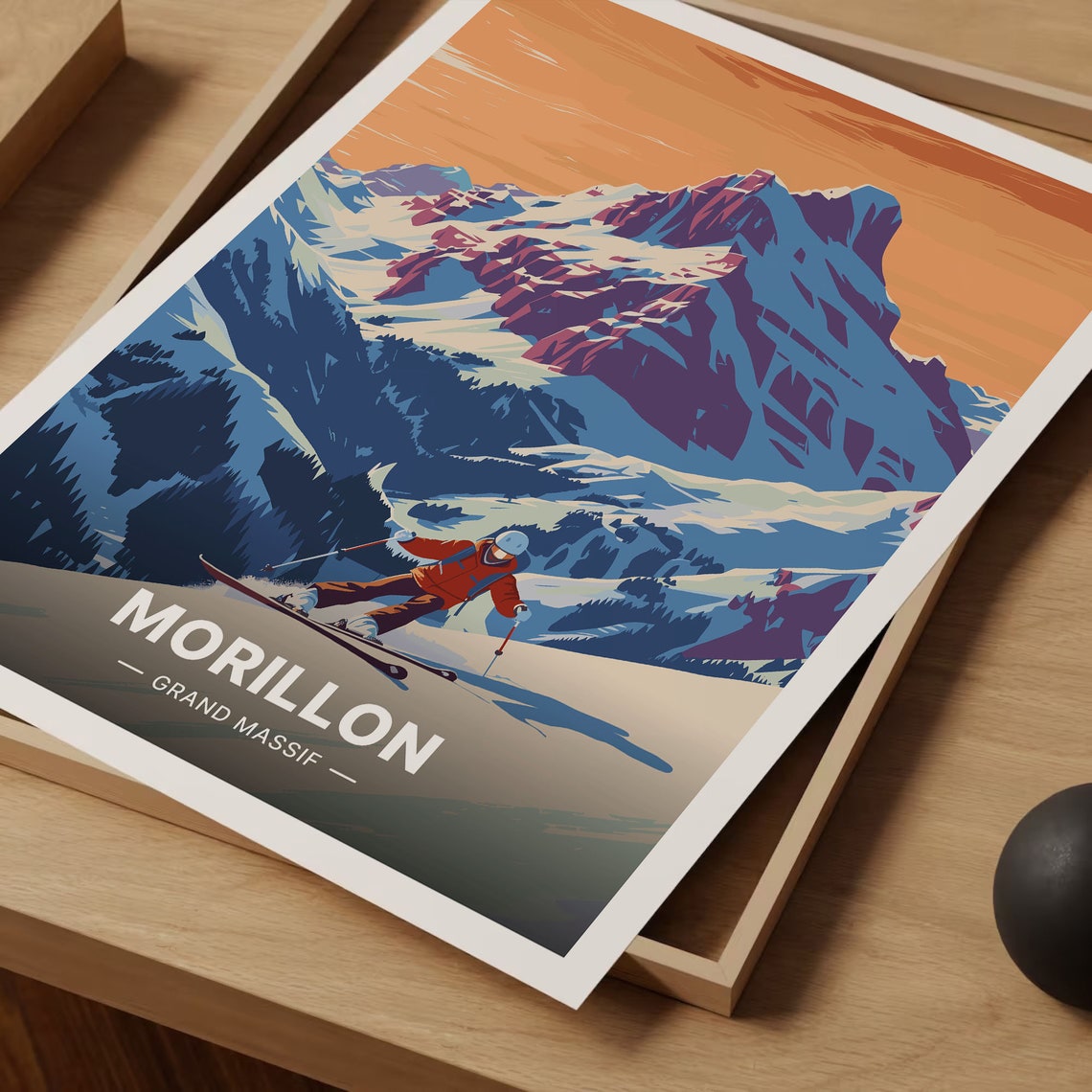 Morillon Grand Massif French Alps Ski Resort Winter Travel Poster - Image 3