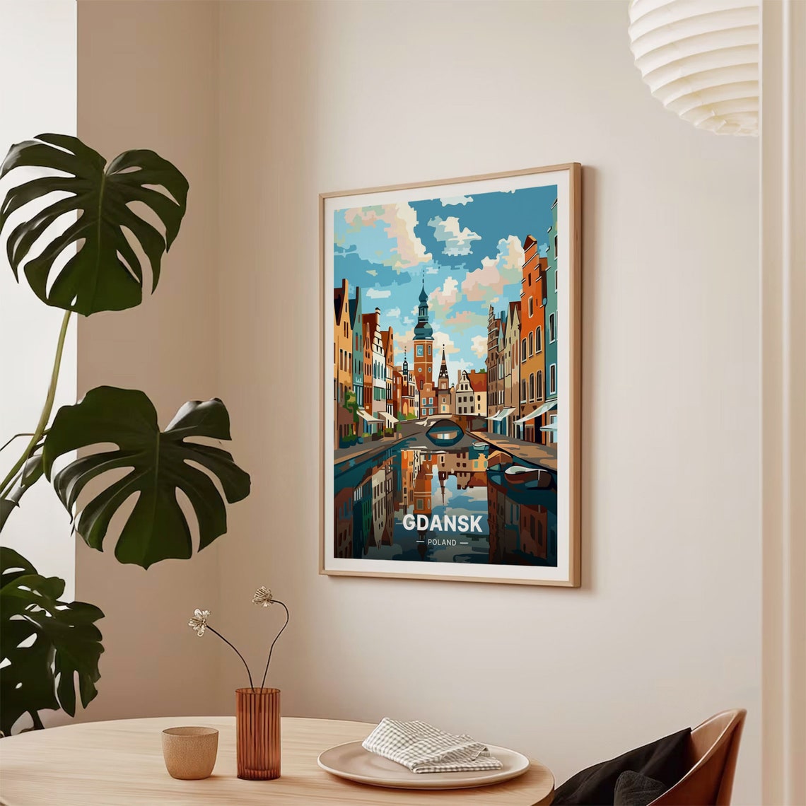 Gdansk Poland Historic Riverfront Townhouses Vintage Travel Poster - Image 2