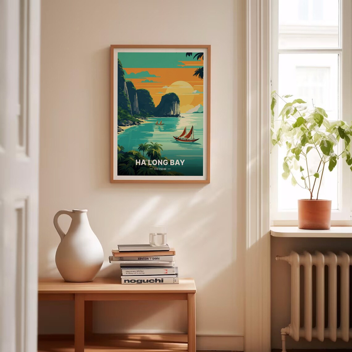 Ha Long Bay Vietnam Limestone Karsts Junk Boats Sunset Travel Poster - Image 4