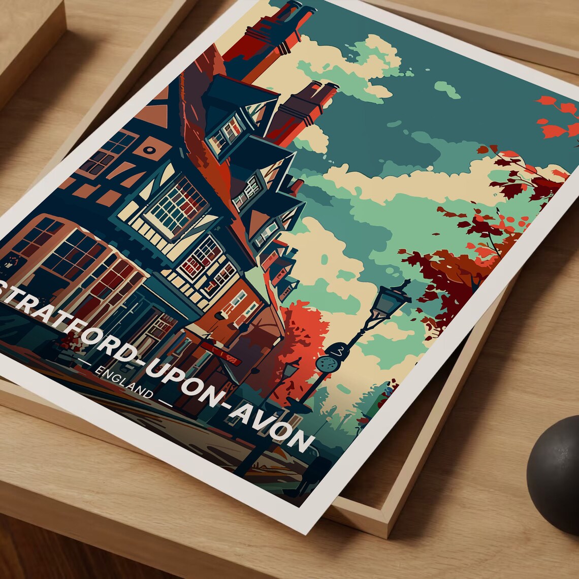 Stratford Upon Avon Travel Poster, British Landmark - Image 3