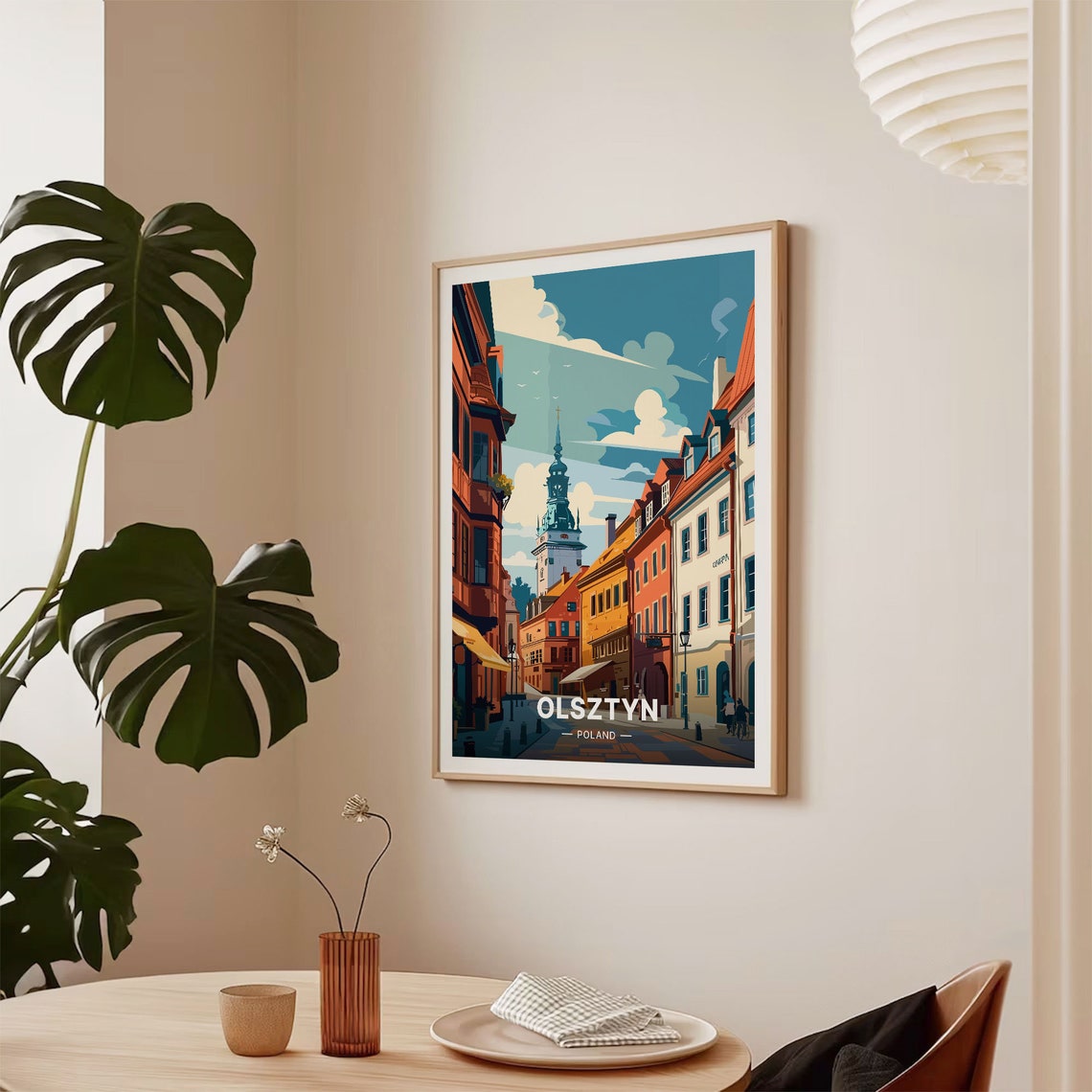 Olsztyn Poland Travel Poster Old Town Street Tower Historic Art - Image 2