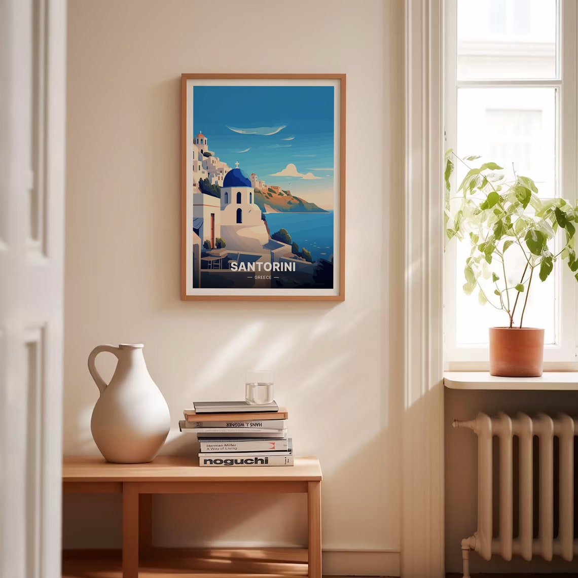 Santorini Greece Blue Dome Churches Caldera View Travel Poster - Image 4