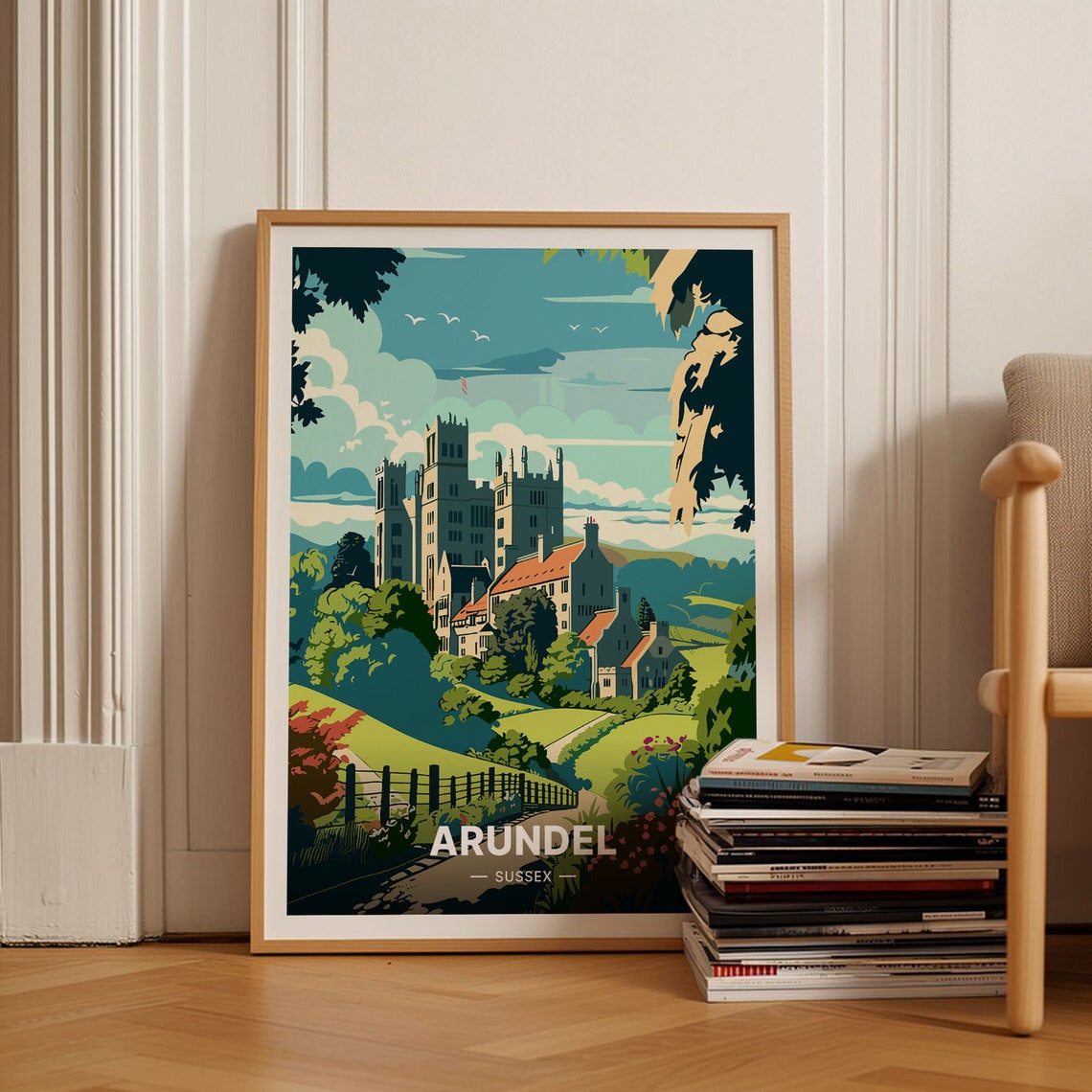 Arundel Sussex Castle Hilltop Historic English Town View Poster