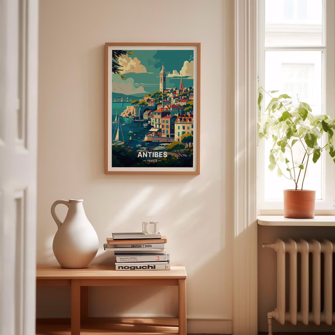 Antibes France Riviera Harbor Sailboats Old Town Towers Travel Poster - Image 4