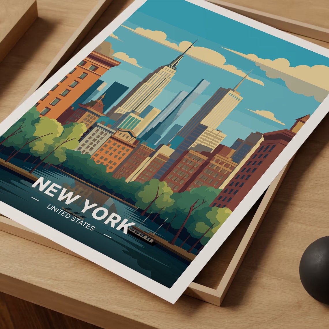 New York City Skyline Empire State Building Cityscape Travel Poster - Image 3
