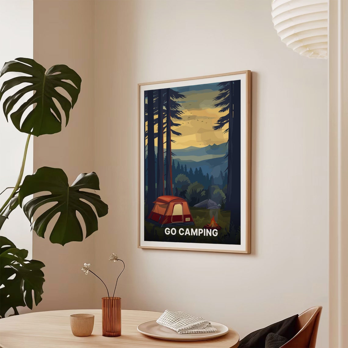 Go Camping Forest Tent Campfire Night Vintage Adventure Poster - Image 2
