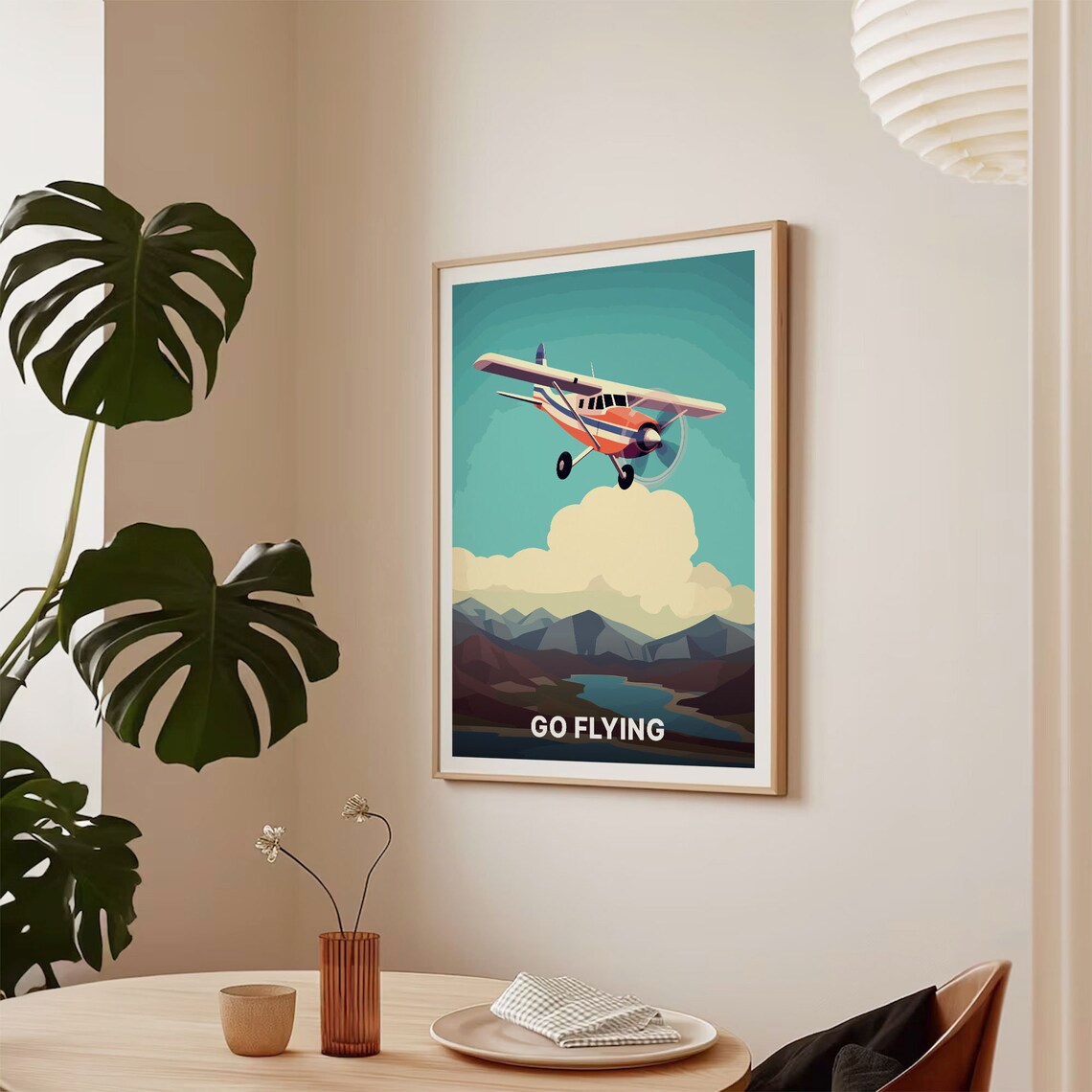 Cessna Skyhawk Vintage Airplane Travel Poster - Image 2