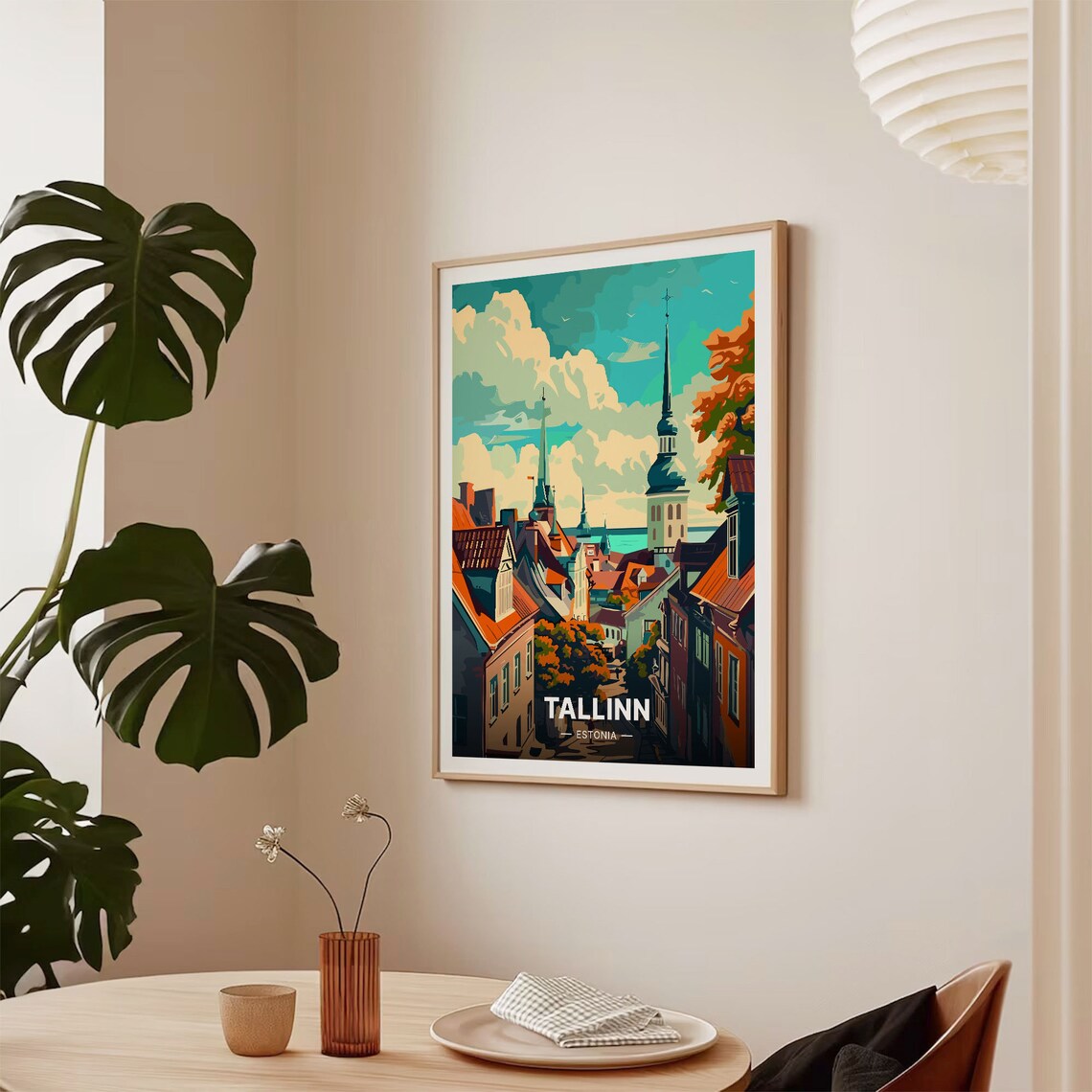 Tallinn Estonia Travel Poster Medieval Old Town Spires Red Roofs Art - Image 2