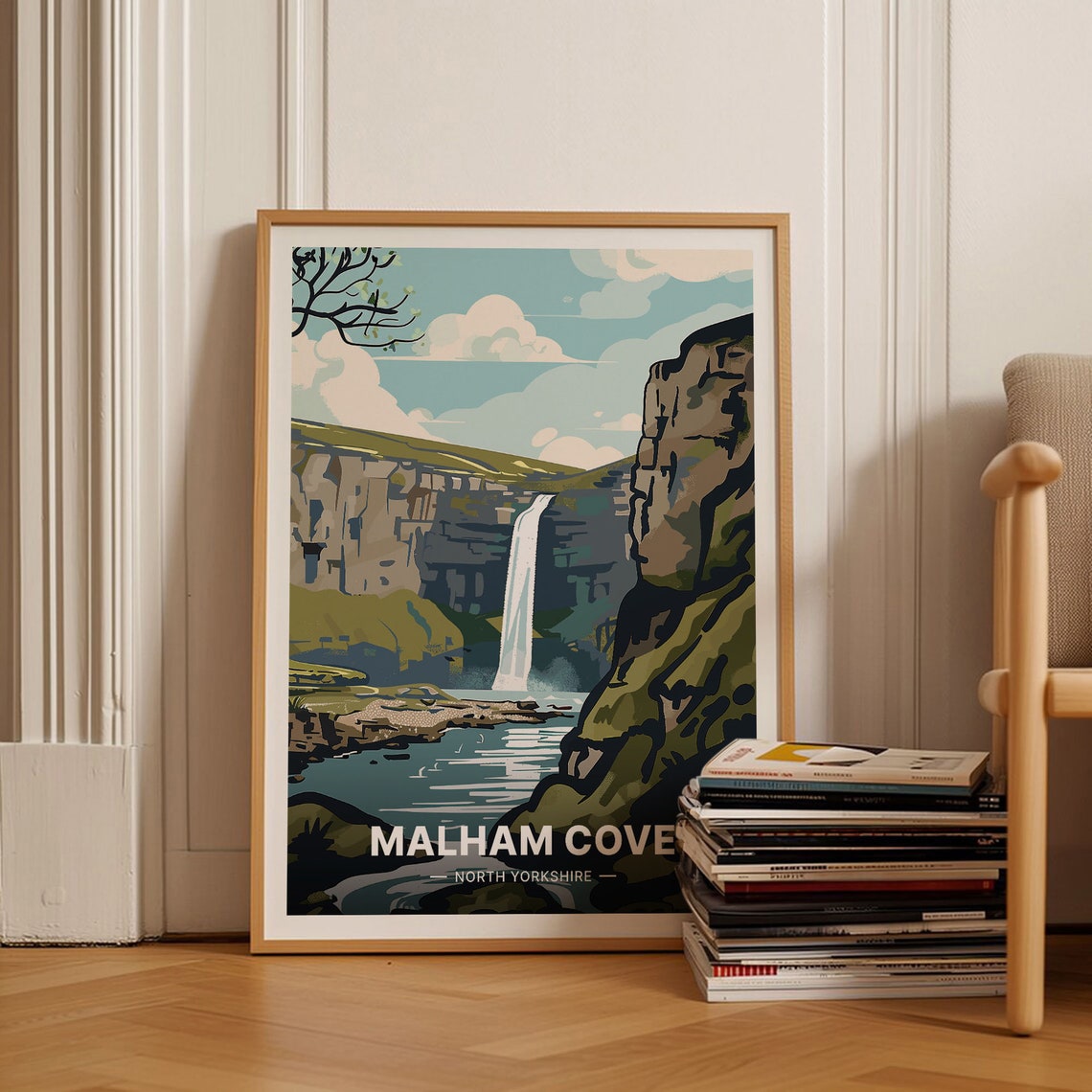 Malham Cove North Yorkshire Limestone Waterfall Landscape Poster