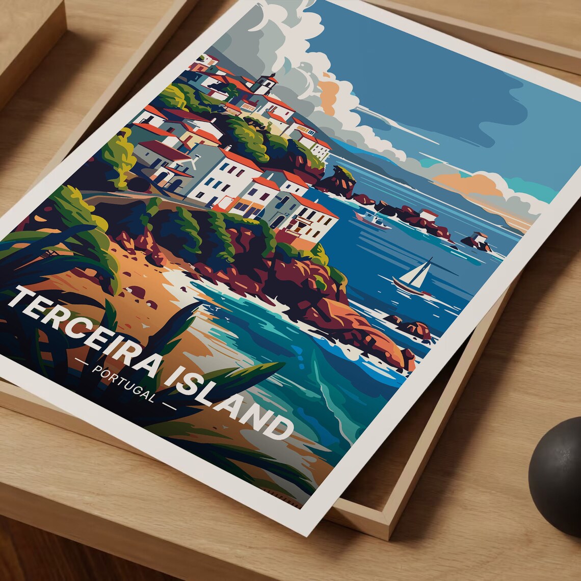 Terceira Island Travel Poster, Azores Scenic Landscape - Image 3