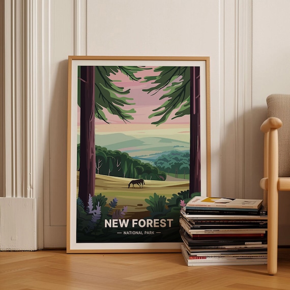 New Forest National Park England Horse Sunset Woodland Poster