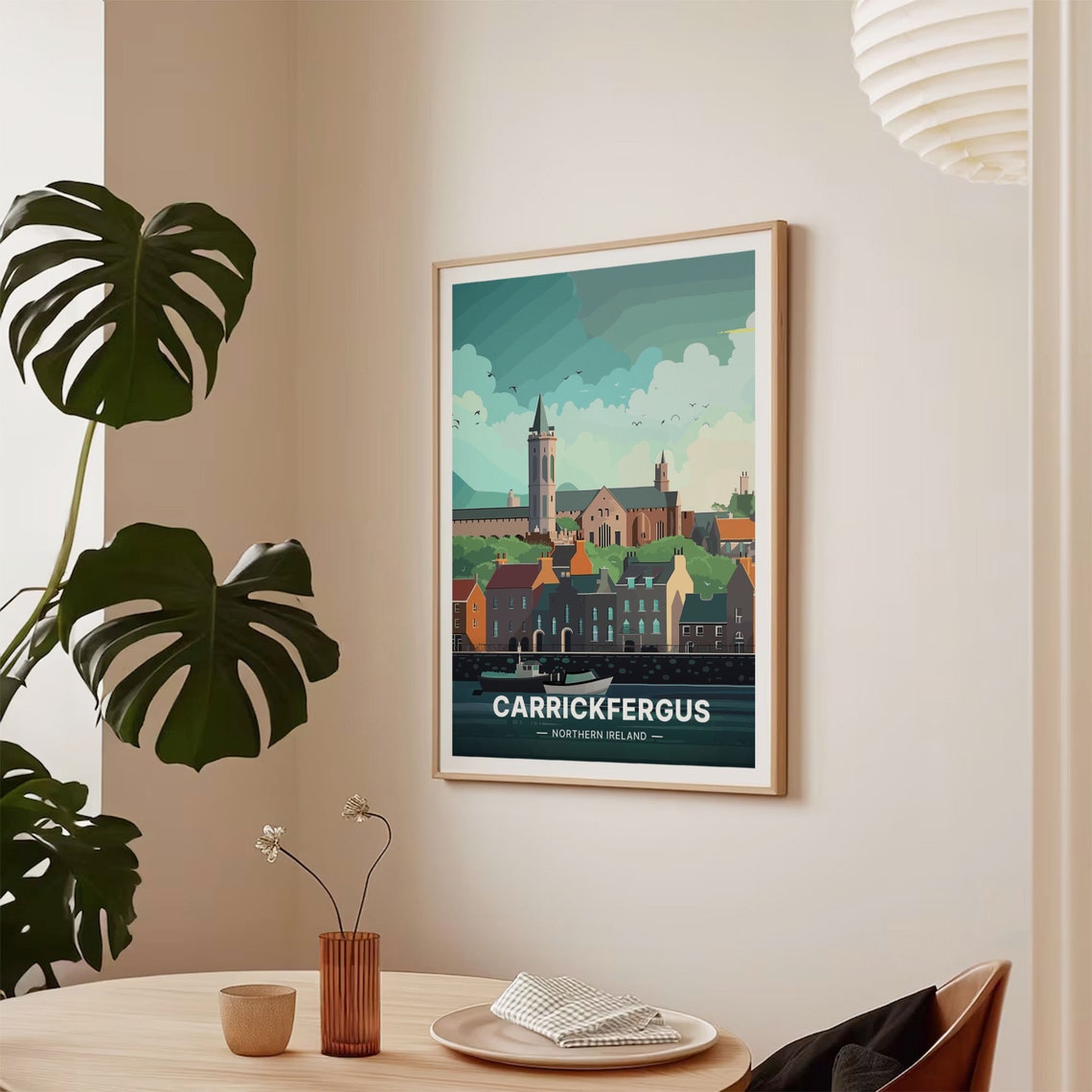 Carrickfergus Northern Ireland Castle Harbor Town Travel Poster - Image 2