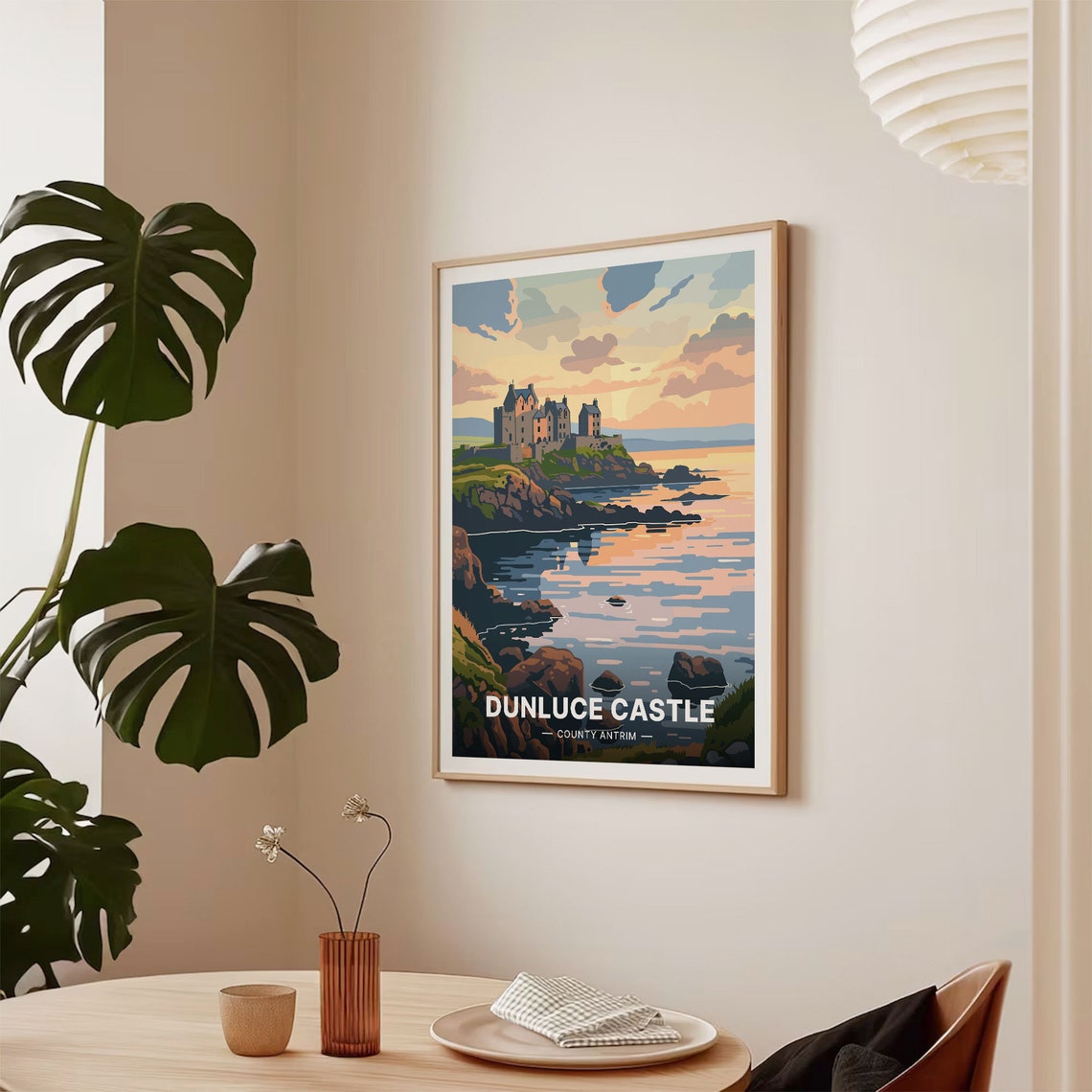 Dunluce Castle County Antrim Sea Cliff Ruins Sunset Travel Poster Art - Image 2