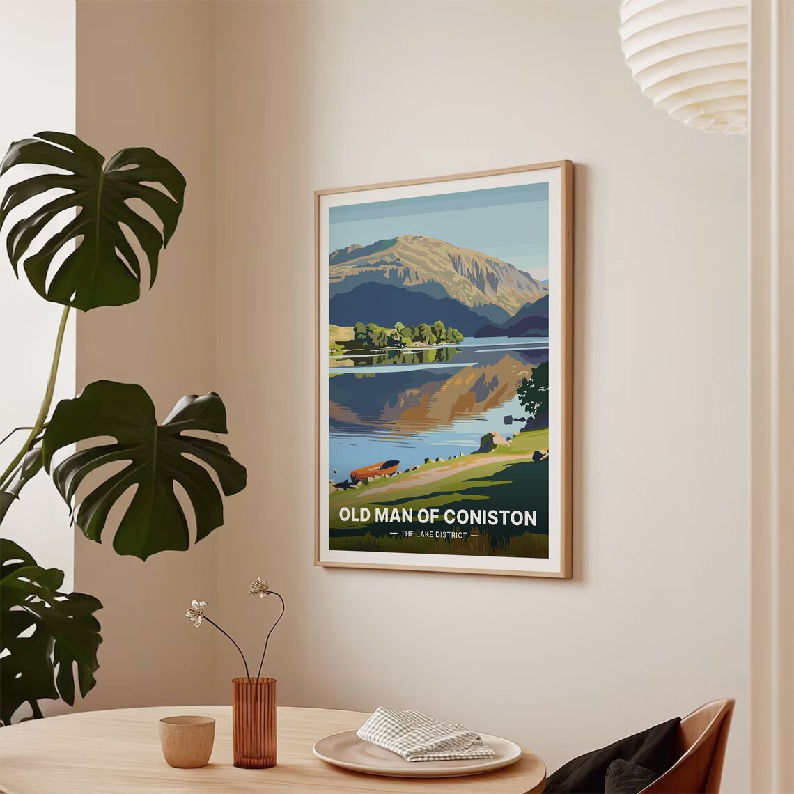 Lake District Travel Poster, Coniston Old Man Landscape - Image 2