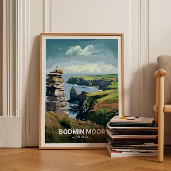 Bodmin Moor Cornwall Ancient Stone Cairn Clifftop Coast Art Poster