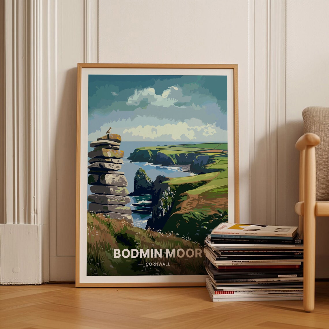 Bodmin Moor Cornwall Ancient Stone Cairn Clifftop Coast Art Poster