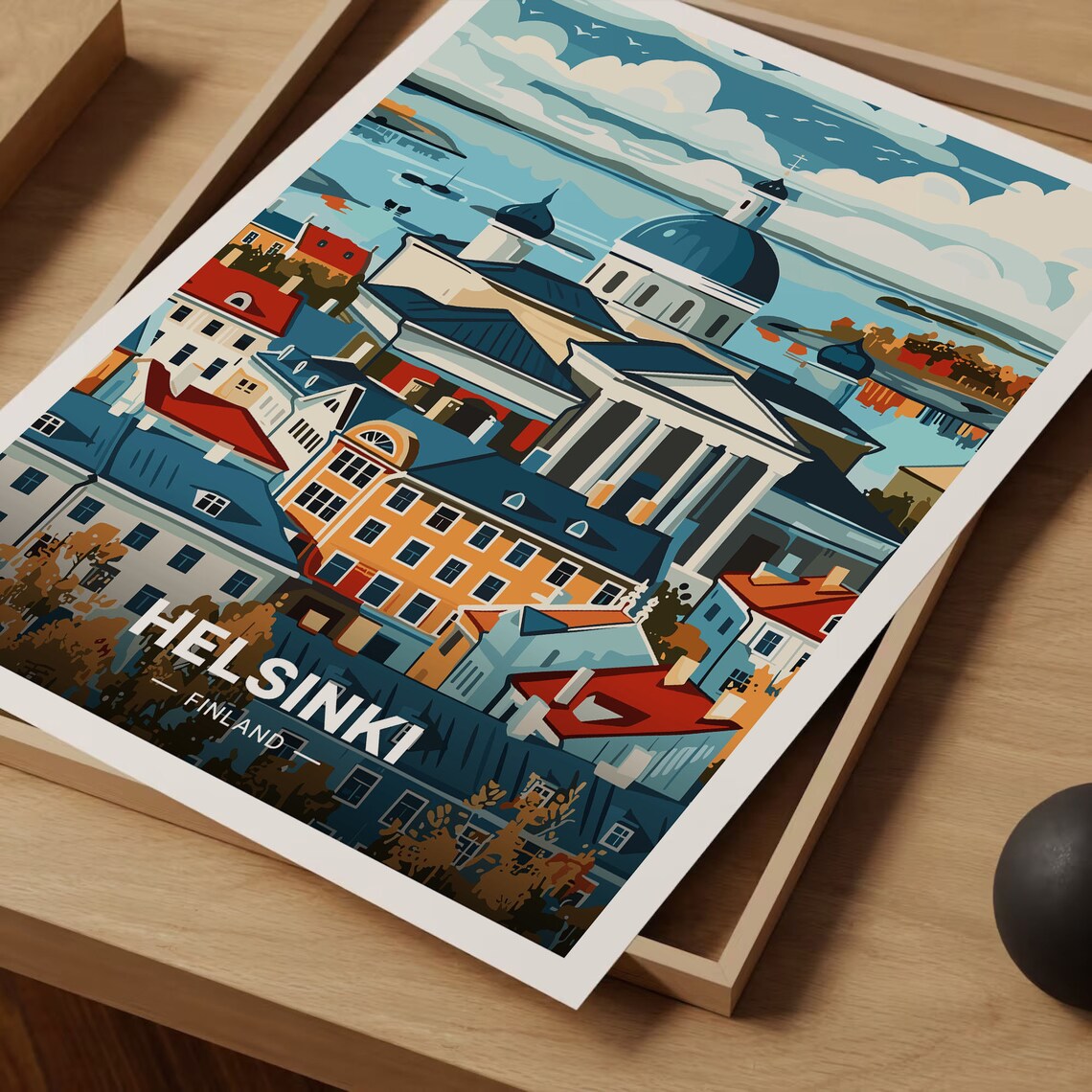 Helsinki Finland Cityscape Travel Poster, Wall Decor - Image 3