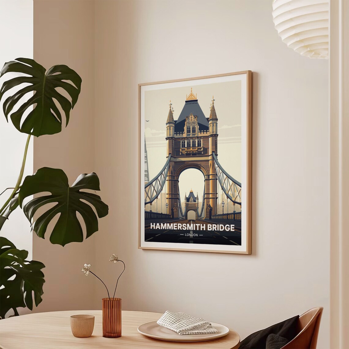 London Skyline Travel Poster, River Thames Scene - Image 2