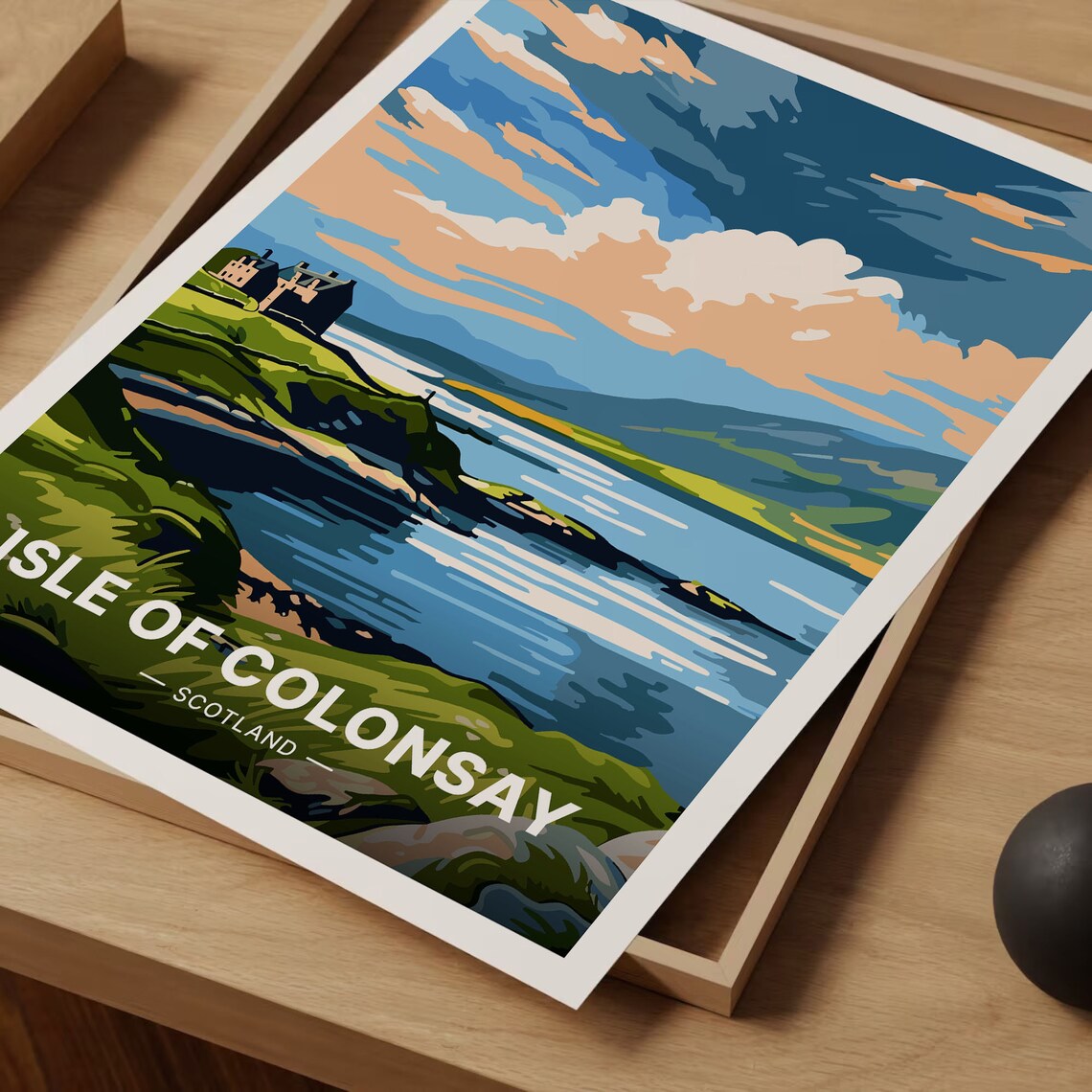 Isle Of Colonsay Scotland Castle Loch Green Hills Travel Poster Art - Image 3