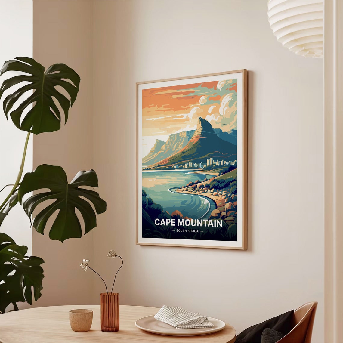 Cape Mountain South Africa Coastal Bay Sunset View Travel Poster - Image 2